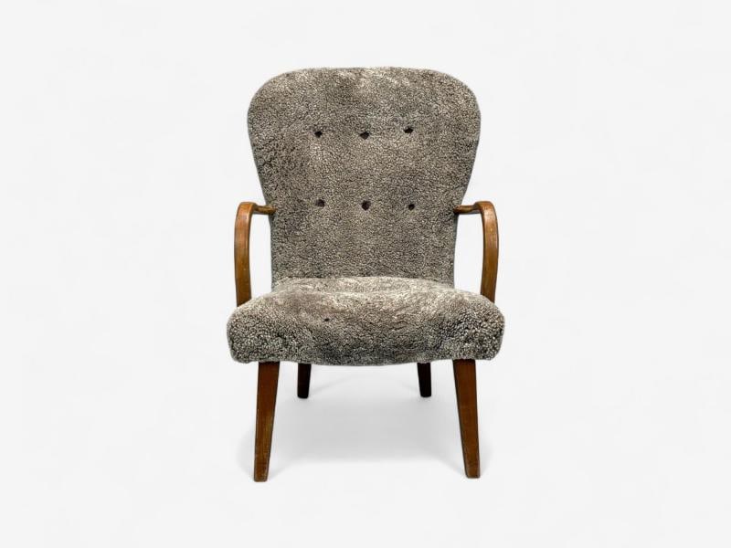 Philip Arctander Style, Shearling, Beech, Lounge Chair, Denmark, 1960s - 5