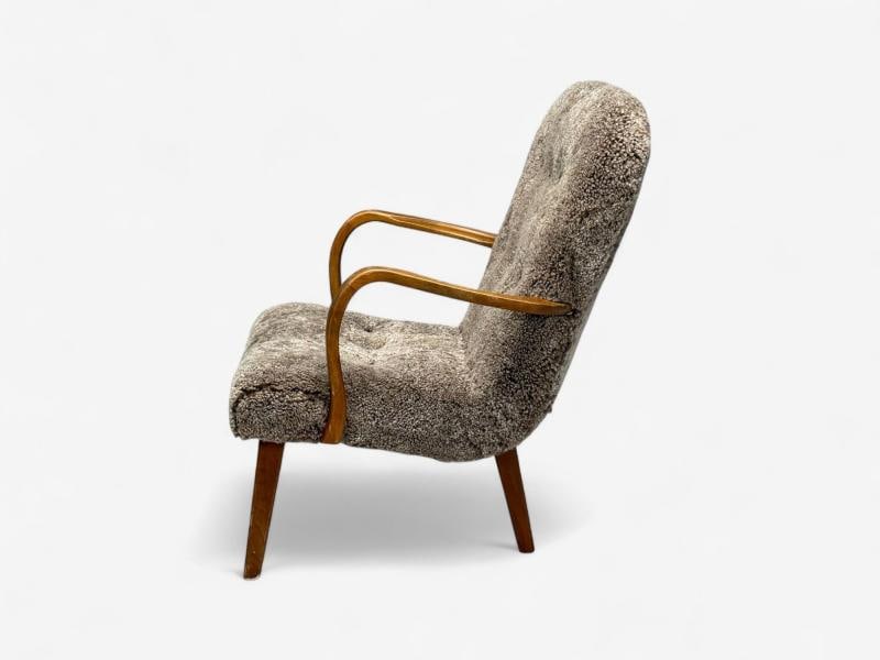 Philip Arctander Style, Shearling, Beech, Lounge Chair, Denmark, 1960s - 9