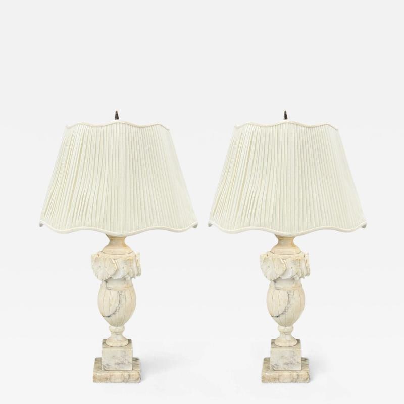 Italian Neoclassical, Marble, Alabaster, Brass, Table Lamps, Italy, 1940s: Title: Italian Neoclassical, Marble, Alabaster, Brass, Table Lamps, Italy, 1940s Description: Italian Neoclassical, Marble, Alabaster, Brass, Table Lamps, Italy, 1940s Pair of marble and alabaster Neo