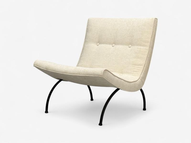 Milo Baughman, Iron, Fabric, Scoop Chair, USA, 1950s - 4