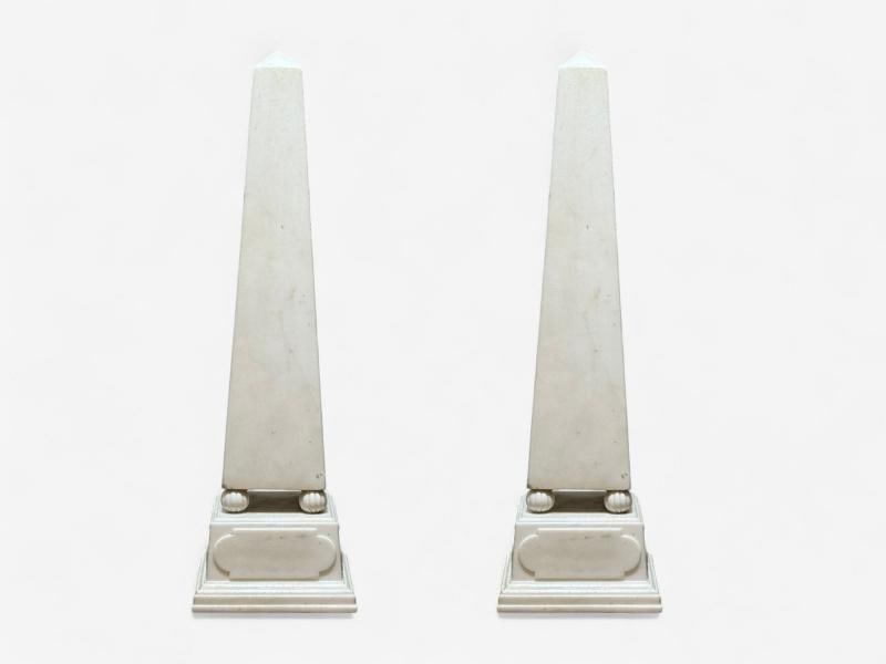Neoclassical, White Marble, Obelisks on Pedestals, France, 1920s - 4