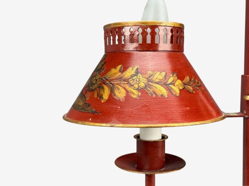 Chinese Export, Painted Metal, Brass, Red Japanned Table Lamp, 20th C. - 5