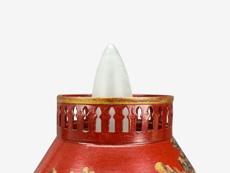 Chinese Export, Painted Metal, Brass, Red Japanned Table Lamp, 20th C. - 8