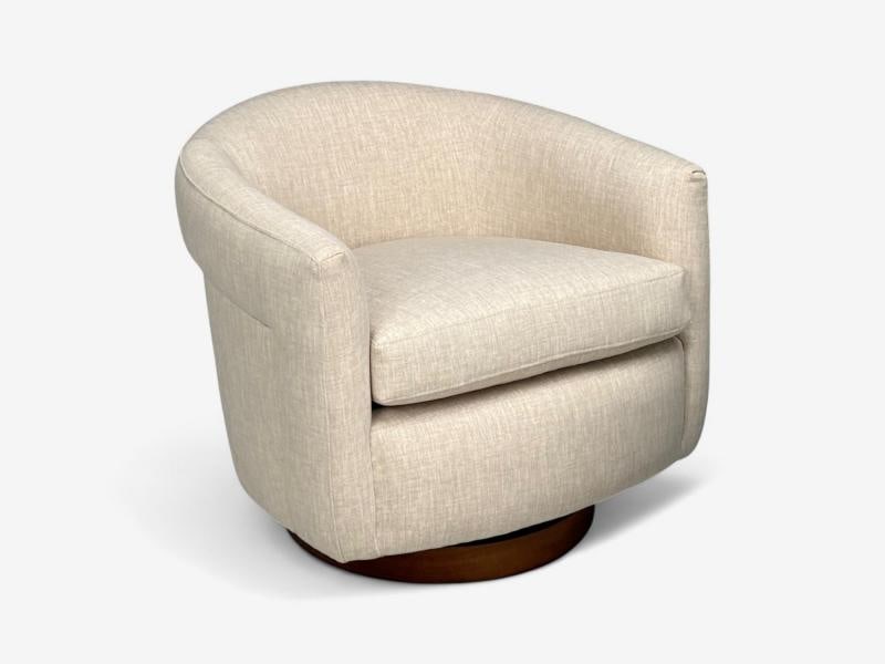 Milo Baughman, Beige Upholstery, Walnut, Tilt & Swivel Chairs, USA, 1970s - 5