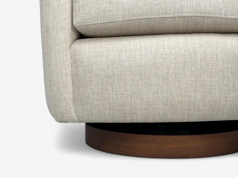 Milo Baughman, Beige Upholstery, Walnut, Tilt & Swivel Chairs, USA, 1970s - 8