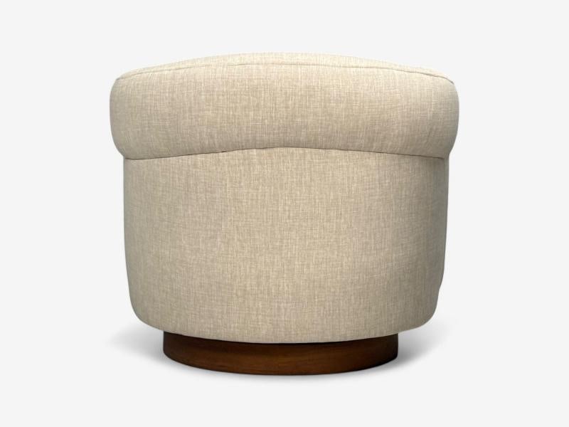 Milo Baughman, Beige Upholstery, Walnut, Tilt & Swivel Chairs, USA, 1970s - 9