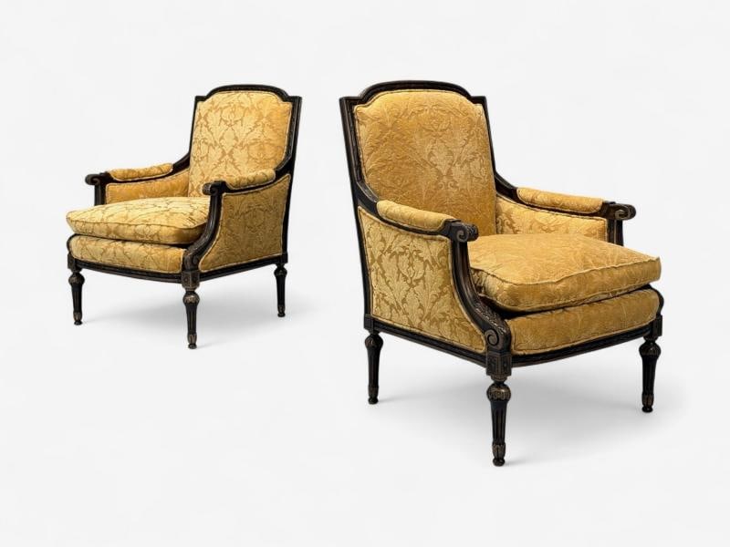 Louis XVI Style, Beige Fabric, Mahogany, Lounge Chairs, France, 1920s - 12