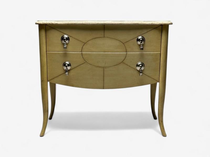 Andre Groult Style, Art Deco, Parchment Paper, Faux Stone, Nightstand, 1990s - 3