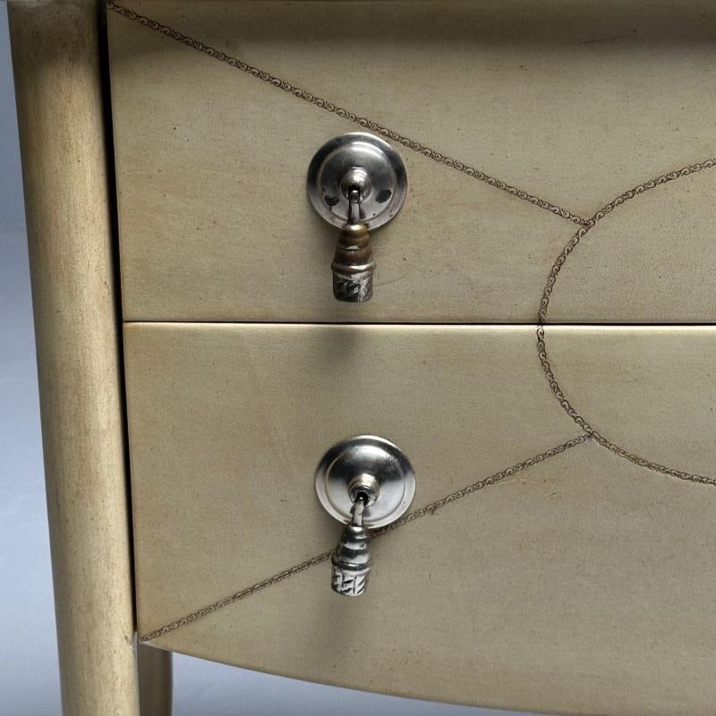 Andre Groult Style, Art Deco, Parchment Paper, Faux Stone, Nightstand, 1990s - 6