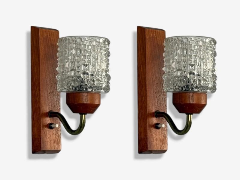 Danish Modern, Teak, Brass, Glass, Wall Lights, Denmark, 1960s - 4
