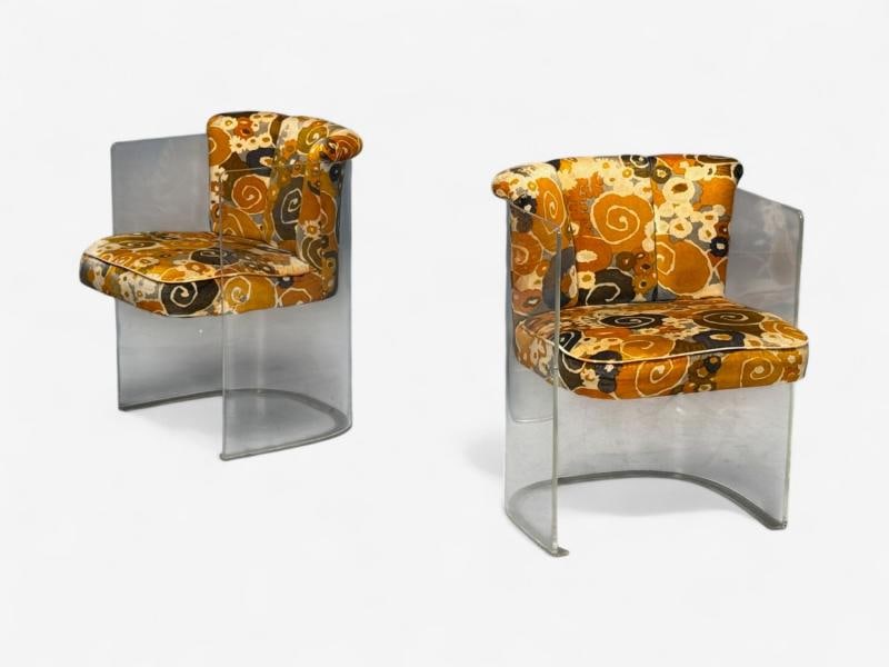 Vladimir Kagan, American Modern, Lucite, Fabric, Armchairs, USA, 1970s - 2