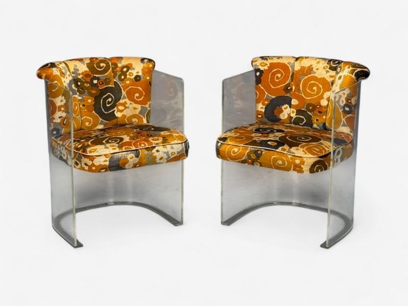 Vladimir Kagan, American Modern, Lucite, Fabric, Armchairs, USA, 1970s - 3