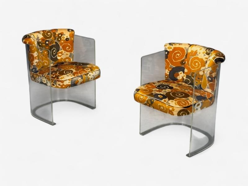 Vladimir Kagan, American Modern, Lucite, Fabric, Armchairs, USA, 1970s - 4