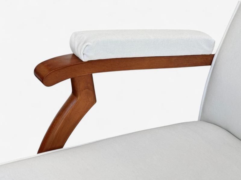 Maison Leleu Style, French Modern, White Mohair, Wood, Lounge Chairs, 1970s - 5