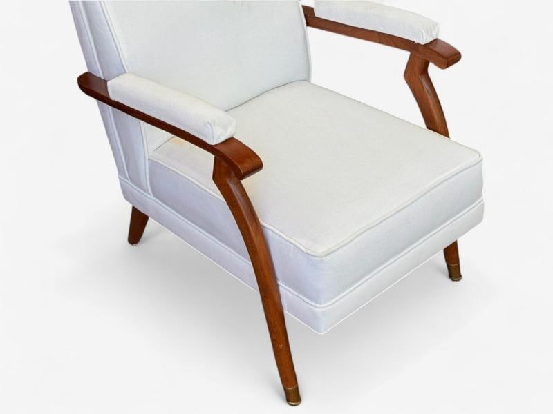 Maison Leleu Style, French Modern, White Mohair, Wood, Lounge Chairs, 1970s - 7