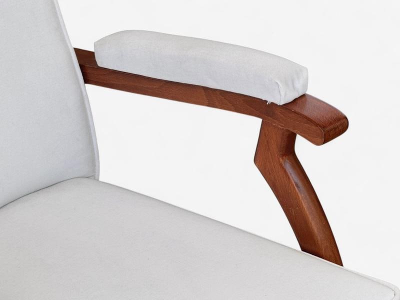 Maison Leleu Style, French Modern, White Mohair, Wood, Lounge Chairs, 1970s - 9