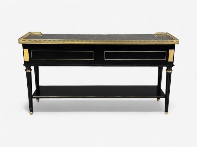 Louis XVI, Hollywood Regency, Bronze, Marble, Ebonized Console, France, 1930s - 11