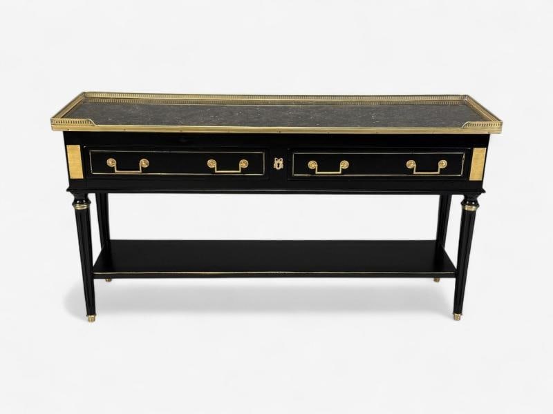 Louis XVI, Hollywood Regency, Bronze, Marble, Ebonized Console, France, 1930s - 12