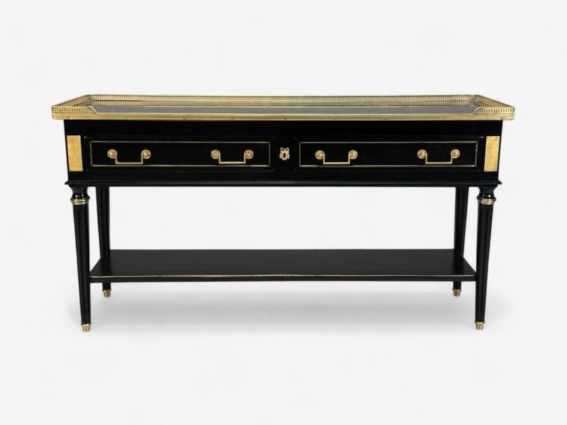 Louis XVI, Hollywood Regency, Bronze, Marble, Ebonized Console, France, 1930s - 3