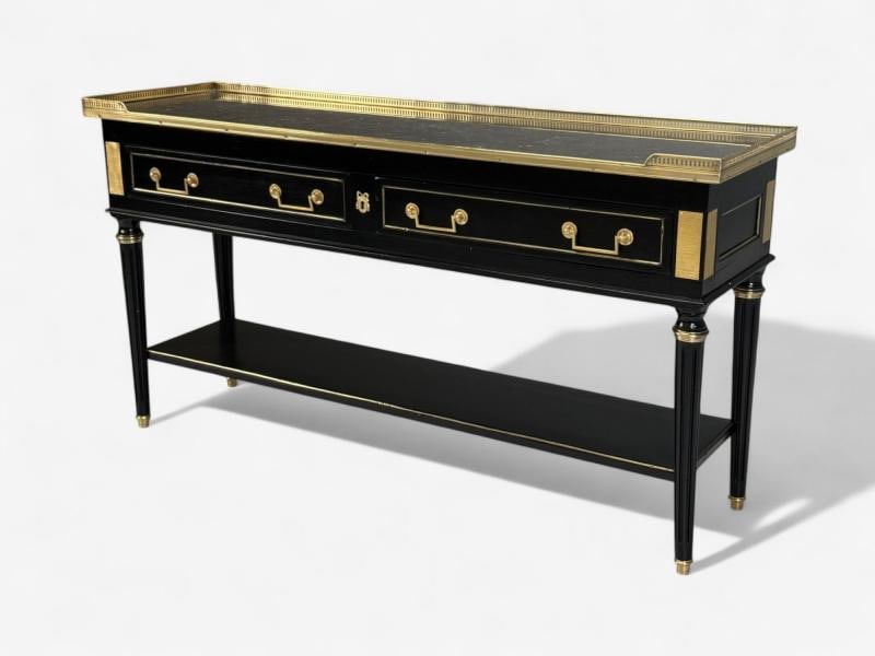 Louis XVI, Hollywood Regency, Bronze, Marble, Ebonized Console, France, 1930s - 4
