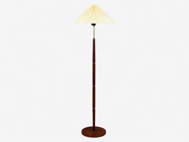 Danish Modern, Teak, Brass, Paper, Floor Lamp, Denmark, 1960s - 2