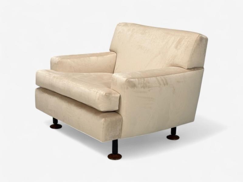 Marco Zanuso, Beige Velvet, Wood, Metal, Lounge Chair, Italy, 1960s - 2