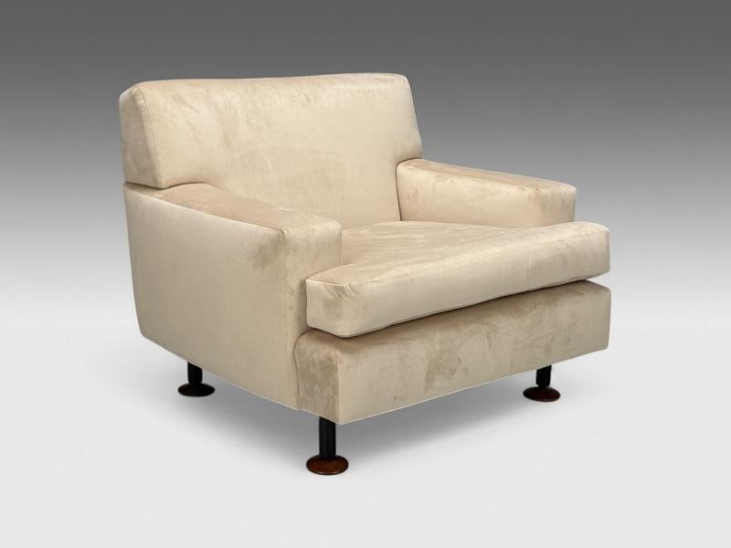 Marco Zanuso, Beige Velvet, Wood, Metal, Lounge Chair, Italy, 1960s - 4