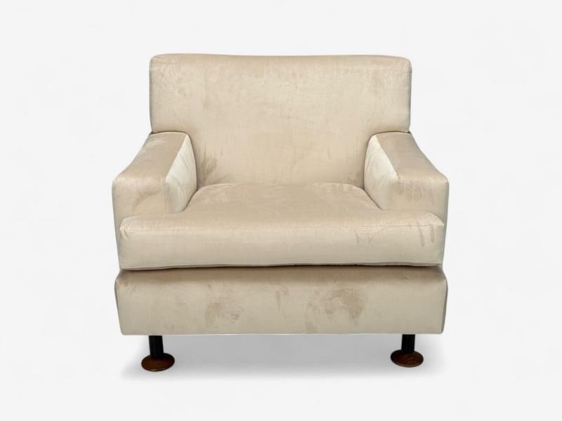 Marco Zanuso, Beige Velvet, Wood, Metal, Lounge Chair, Italy, 1960s - 5