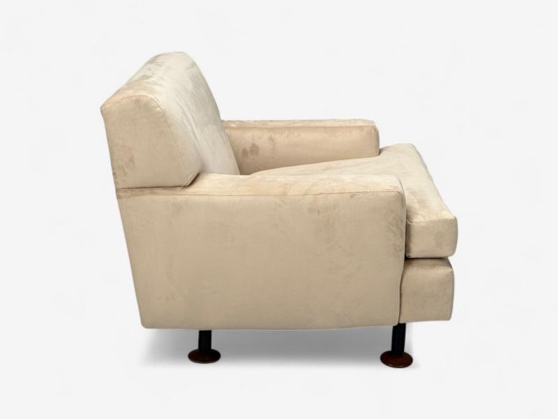 Marco Zanuso, Beige Velvet, Wood, Metal, Lounge Chair, Italy, 1960s - 7