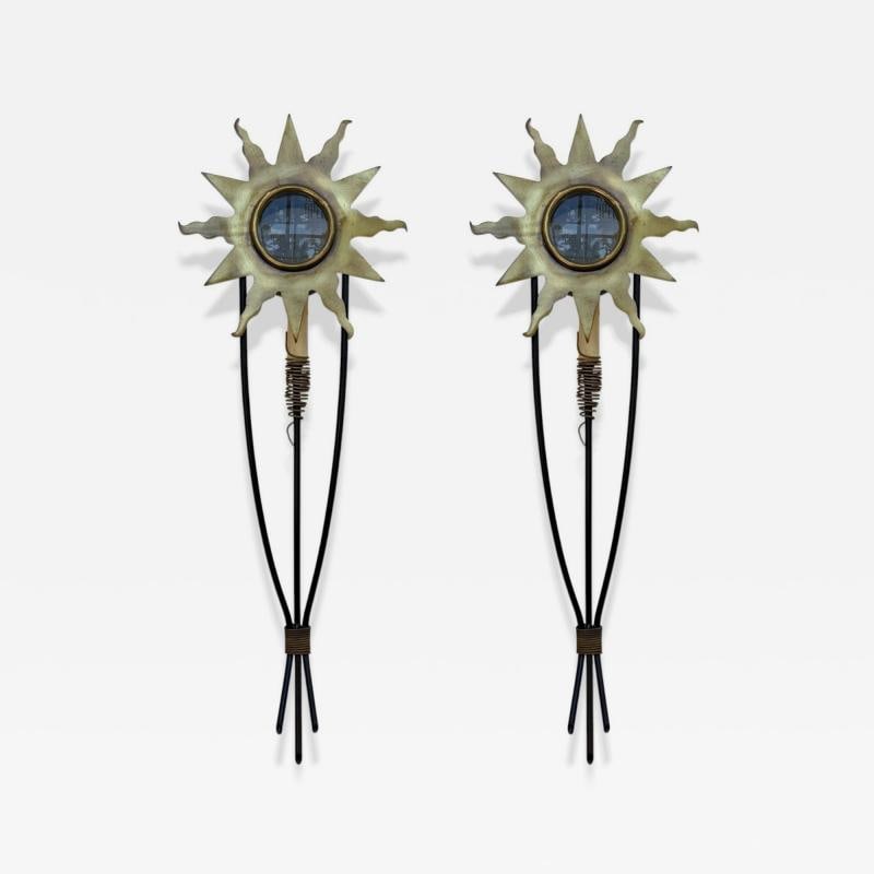 Maison Lunel Style, French Modern, Bronze, Steel, Wall Lights, 21st c.: Title: Maison Lunel Style, French Modern, Bronze, Steel, Wall Lights, 21st c. Description: Maison Lunel Style, French Mid-Century Modern, Bronze, Steel, Star Motif Wall Sconces, Unique and one of a