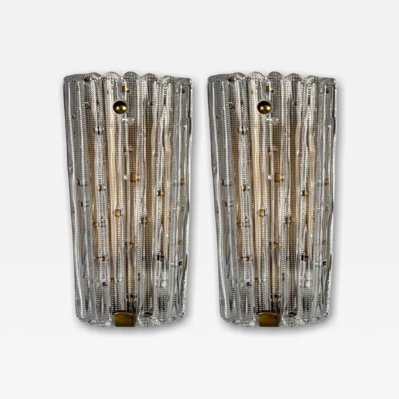 Carl Fagerlund, Textured Glass, Brass, Large Wall Sconces, Sweden, 1940s: Title: Carl Fagerlund, Textured Glass, Brass, Large Wall Sconces, Sweden, 1940s Description: Carl Fagerlund, Textured Glass, Brass, Large Wall Sconces or Wall Lights, Sweden, 1940s A large textured
