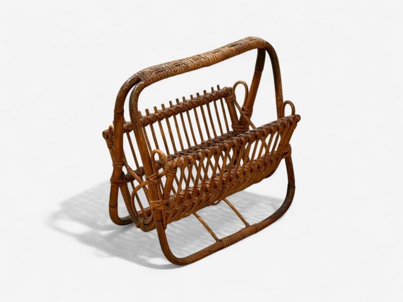 Italian Modern, Rattan, Bamboo, Cane, Magazine Rack, Italy, 1960s - 3