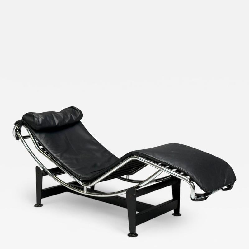 Le Corbusier Style, Mid-Century Modern, Black Leather, Chaise Lounge, 20th C. (1 of 9)
