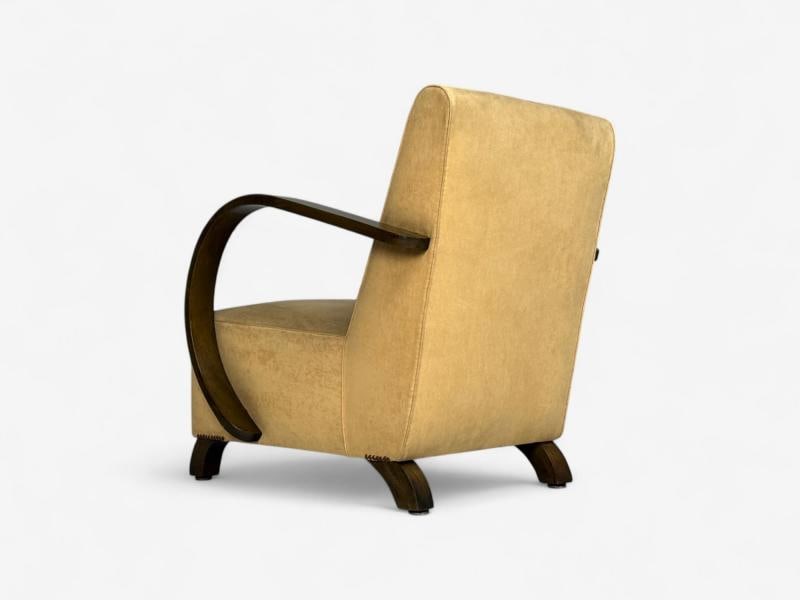 Vittorio Valabrega, Beige Velvet, Bentwood, Lounge Chairs, Italy, 1940s - 11