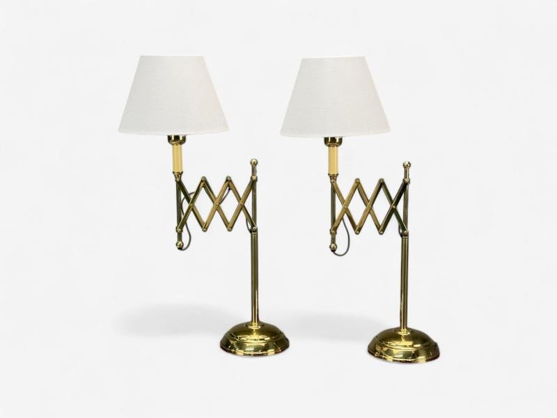 American Modern, Polished Brass, Adjustable Table Lamps, USA, 1980s - 2