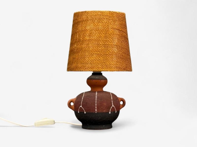 Thomas Hellström, Swedish Modern, Ceramic, Fabric, Table Lamp, Sweden, 1970s - 2