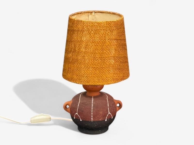 Thomas Hellström, Swedish Modern, Ceramic, Fabric, Table Lamp, Sweden, 1970s - 3