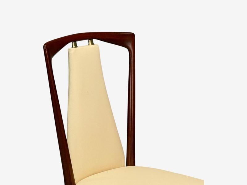 Osvaldo Borsani attr., Mahogany, Brass, Leather, Dining Chairs, Italy, 1950s - 6
