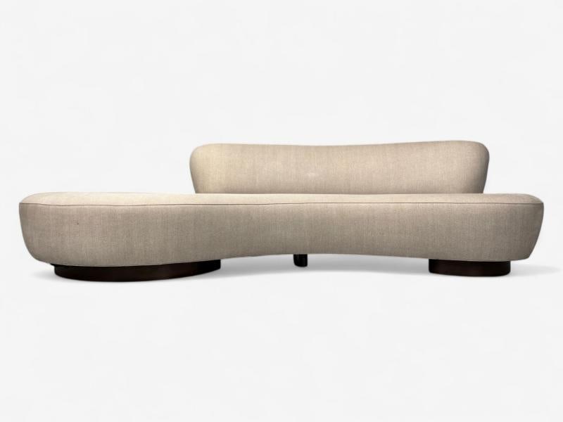 Vladimir Kagan, Walnut, Fabric, Monumental Serpentine Sofa, USA, 2000s - 3