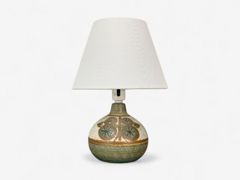 Søholm Keramik, Danish Modern, Beige Stoneware, Table Lamp, Denmark, 1960s - 2