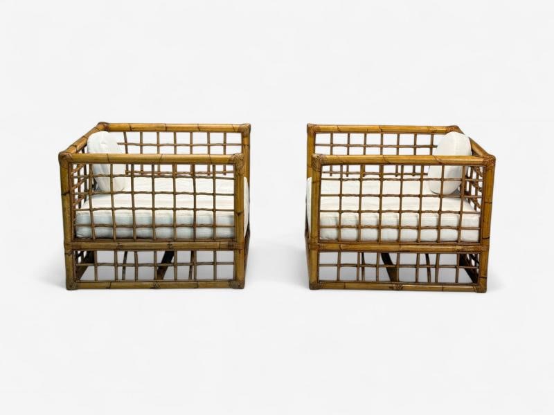 Vivai Del Sud, Italian Modern, Rattan, Bamboo, Lounge Chairs, Italy, 1970s - 7