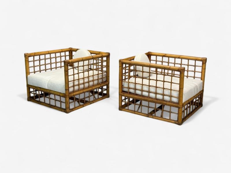 Vivai Del Sud, Italian Modern, Rattan, Bamboo, Lounge Chairs, Italy, 1970s - 8
