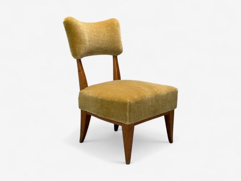 Guglielmo Pecorini, Stained Wood, Camel Mohair, Low Lounge Chair, Italy, 1950s - 2