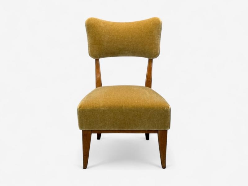 Guglielmo Pecorini, Stained Wood, Camel Mohair, Low Lounge Chair, Italy, 1950s - 3