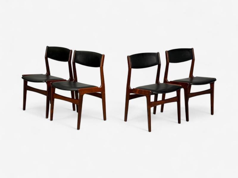 Danish Modern, Rosewood, Leatherette, Dining Chairs, Denmark, 1950s - 2
