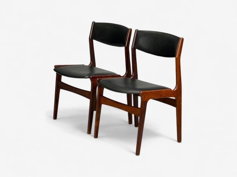 Danish Modern, Rosewood, Leatherette, Dining Chairs, Denmark, 1950s - 3