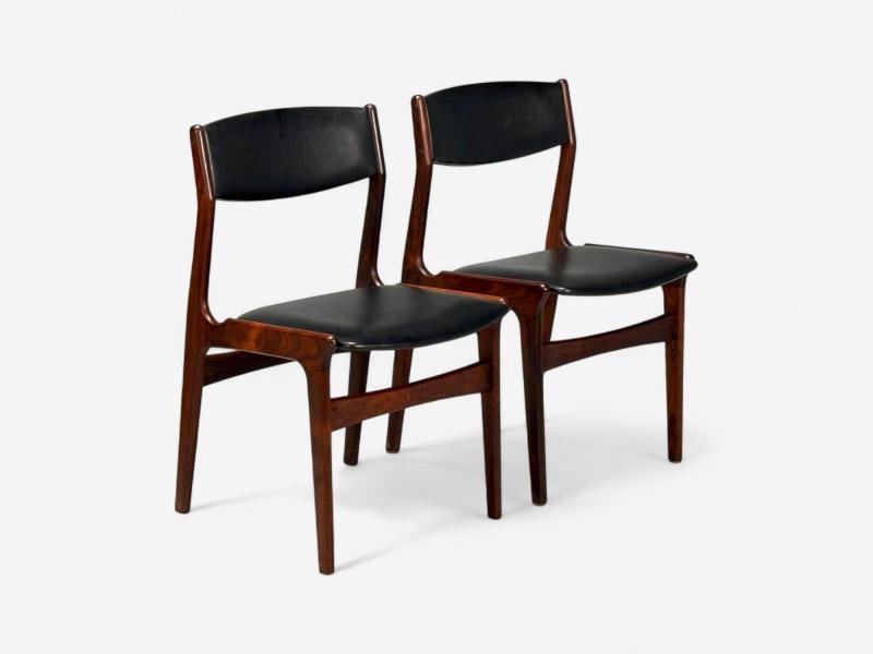 Danish Modern, Rosewood, Leatherette, Dining Chairs, Denmark, 1950s - 4