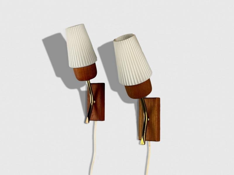 Swedish Modern, Teak, Brass, Glass, Wall Lights, Sweden, 1960s - 4