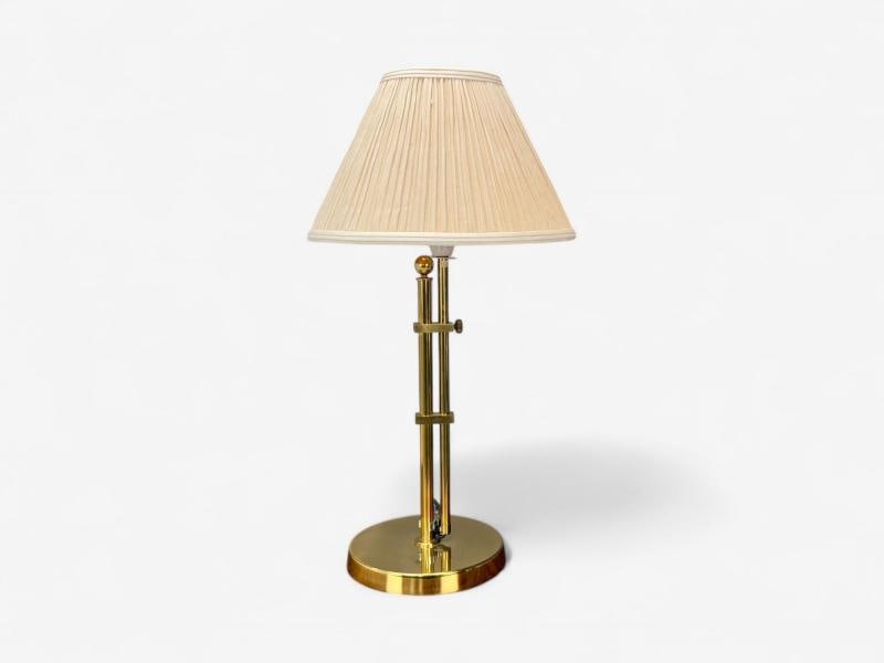 Bergboms, Swedish Modern, Brass, Fabric, Adjustable Table Lamp, Sweden, 1980s - 4