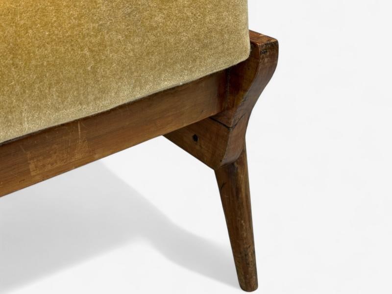 Italian Modern, Stained Wood, Camel Mohair, Lounge Chair, Italy, 1950s - 11
